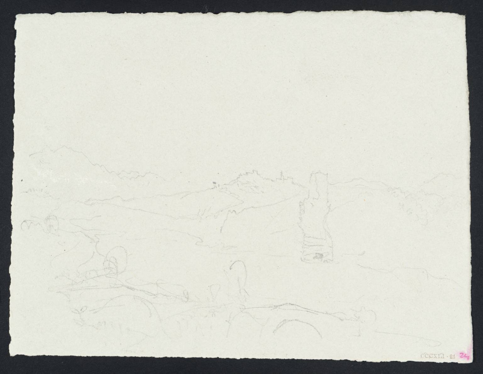 Bridge, with Mountains and Ruined Tower