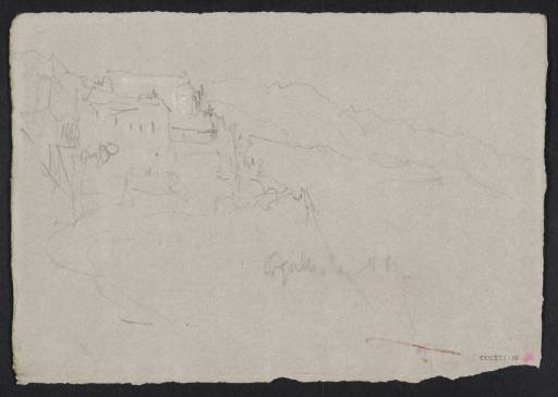 Joseph Mallord William Turner, ‘Mountains with Buildings beside a Road, Possibly near Chamonix’ c.1836