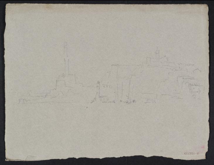 Joseph Mallord William Turner, ‘Genoa Harbour with Shipping and the Lighthouse’ c.1828-37