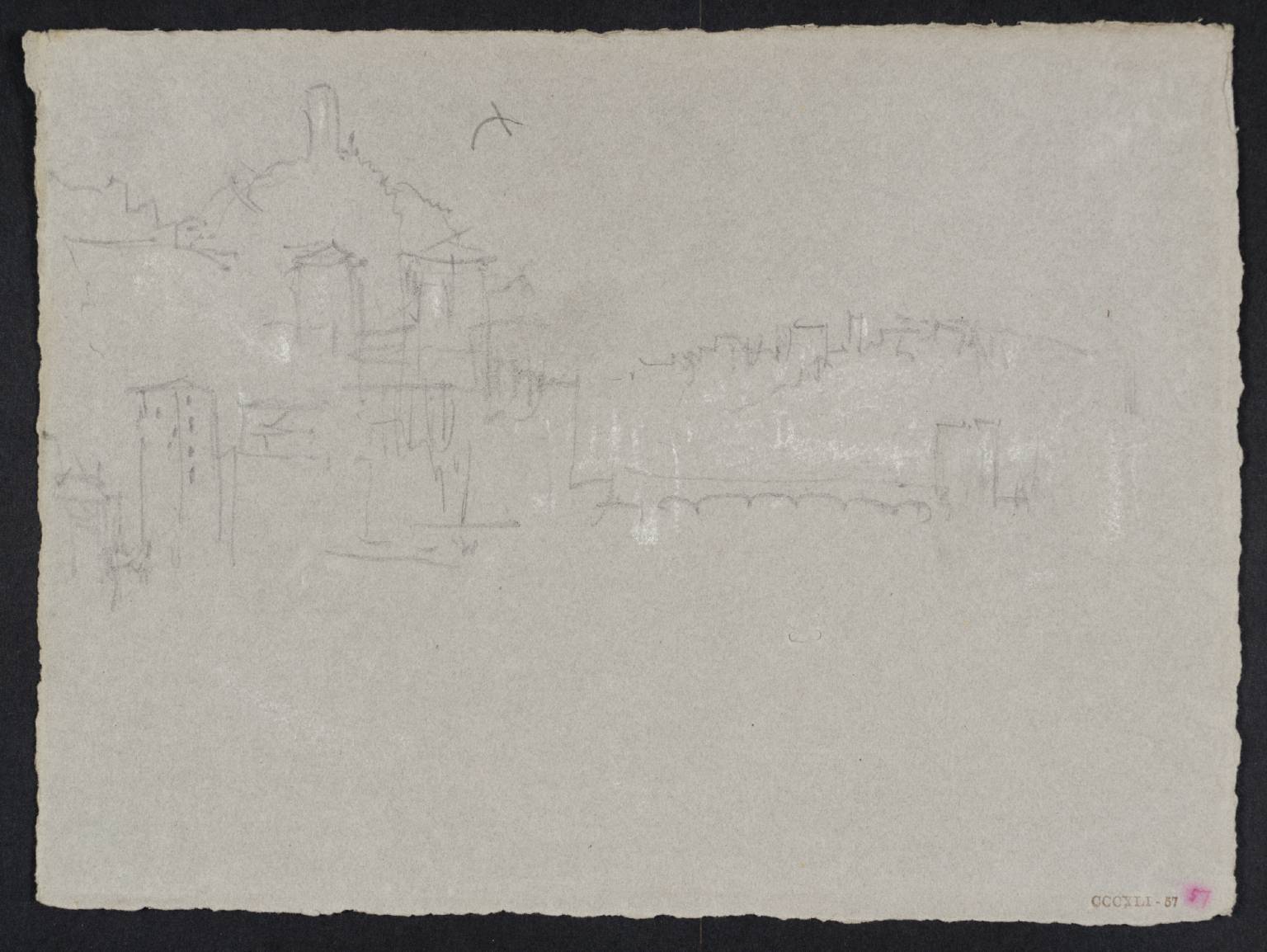 Bridge, with Town and Castle on Hill Beyond