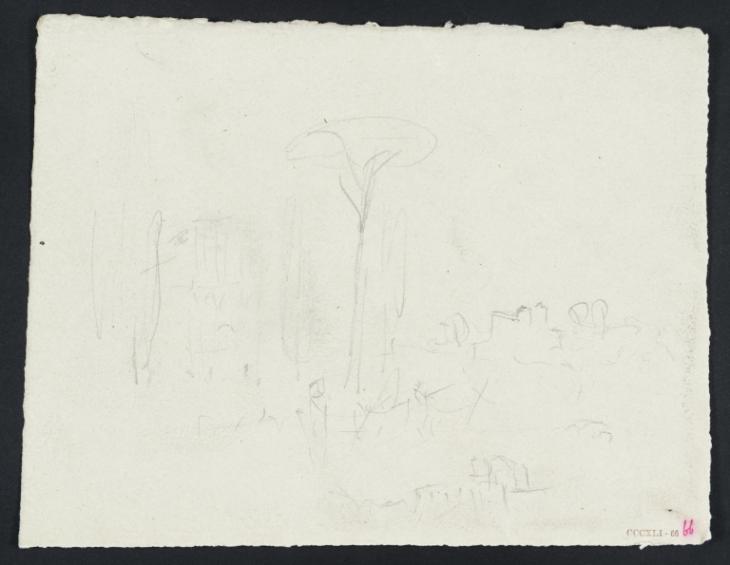 Joseph Mallord William Turner, ‘?Italian Pine Trees and Buildings’ c.1828-43