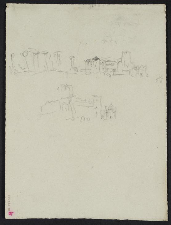 Joseph Mallord William Turner, ‘?Italian Buildings, with Pine Trees’ c.1828-43
