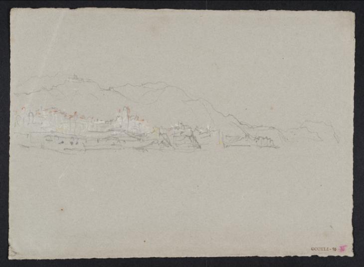 Joseph Mallord William Turner, ‘?An Italian Town on the Coast or a Lake, with Mountains Beyond’ c.1828-43