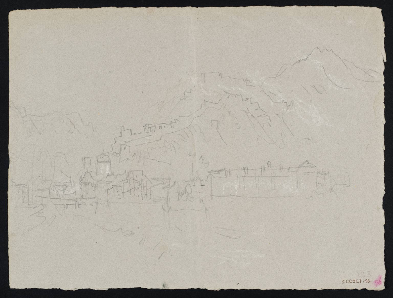 Town, with Buildings on Rock