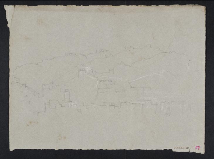 Joseph Mallord William Turner, ‘An ?Italian Waterside Town, with Mountains Beyond’ c.1828-43