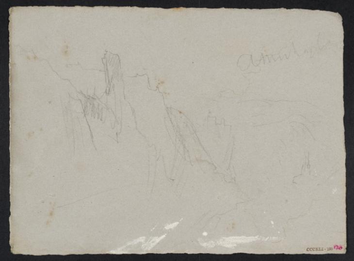 Joseph Mallord William Turner, ‘A Tower on Rocks above an ?Italian Mountain Pass’ c.1828-43