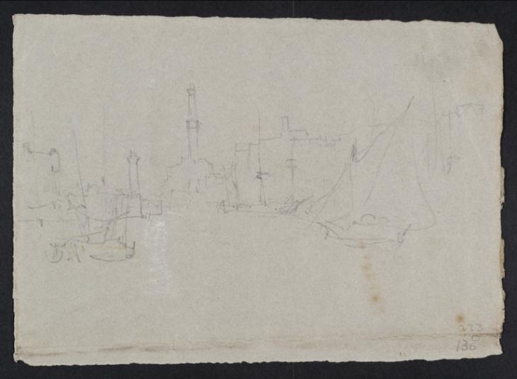 Joseph Mallord William Turner, ‘Genoa Harbour with the Lighthouse and Shipping’ c.1828-37