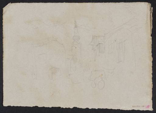 Joseph Mallord William Turner, ‘A Cart or Carriage in a Street with a Baroque Church Spire, Probably at Zirl, in the Alps near Innsbruck’ 1833
