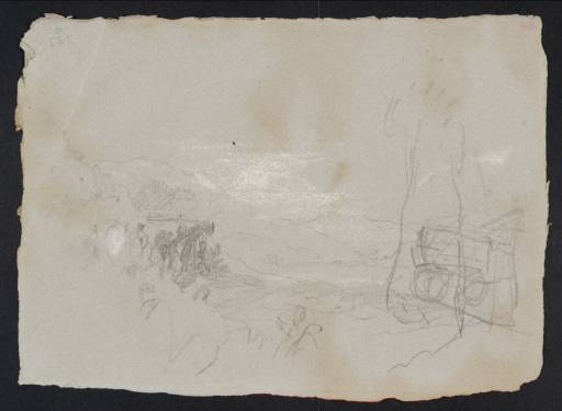 Joseph Mallord William Turner, ‘Figures near a Carriage in a Wooded Mountain Landscape, Perhaps in Slovenia’ 1840