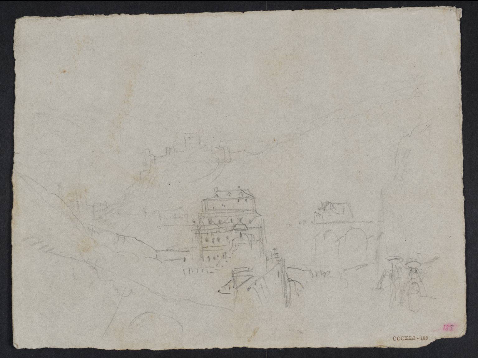 Town, with Castle on Distant Hill