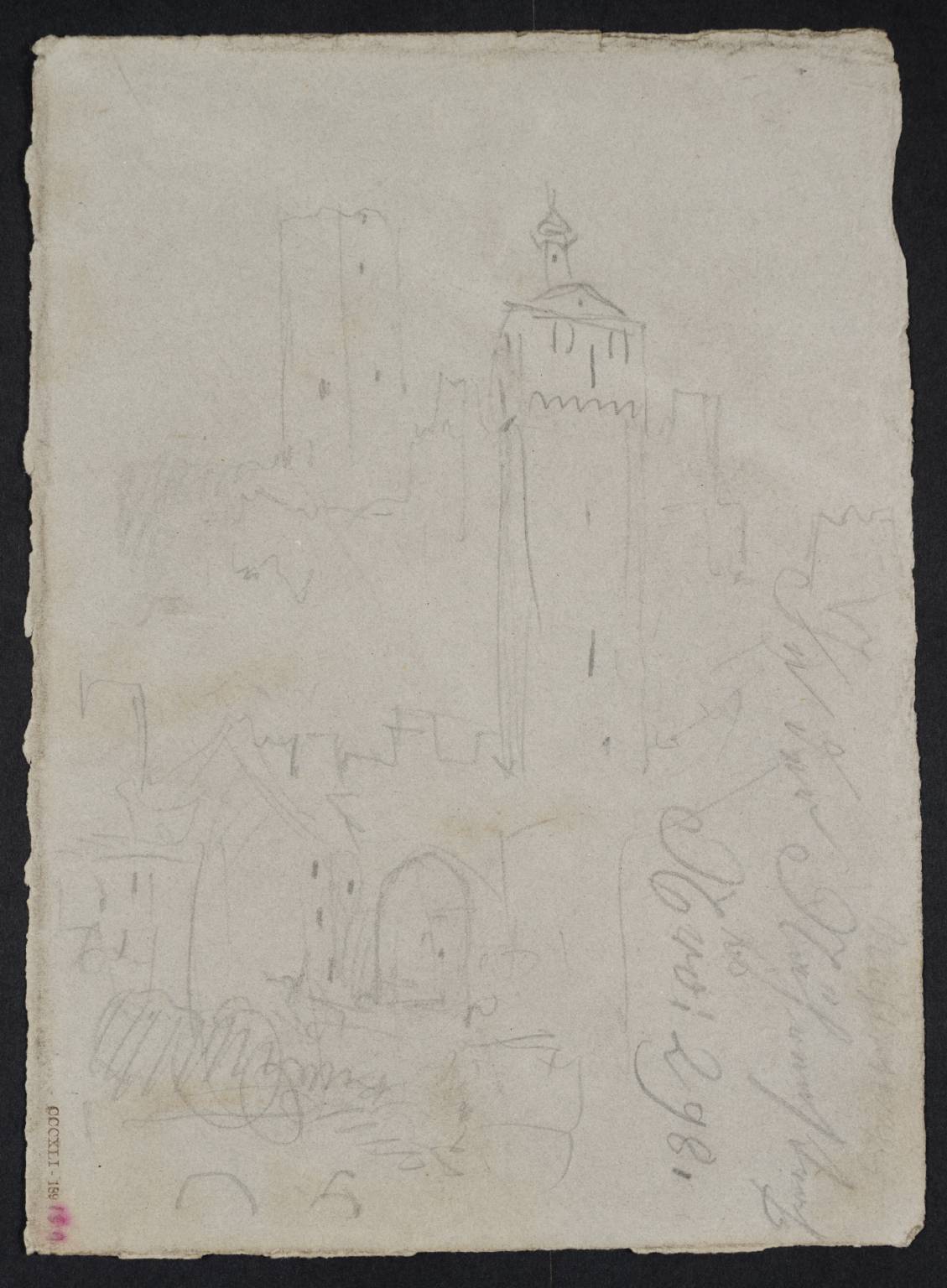 Gateway and Tower, with Ruined Castle Beyond