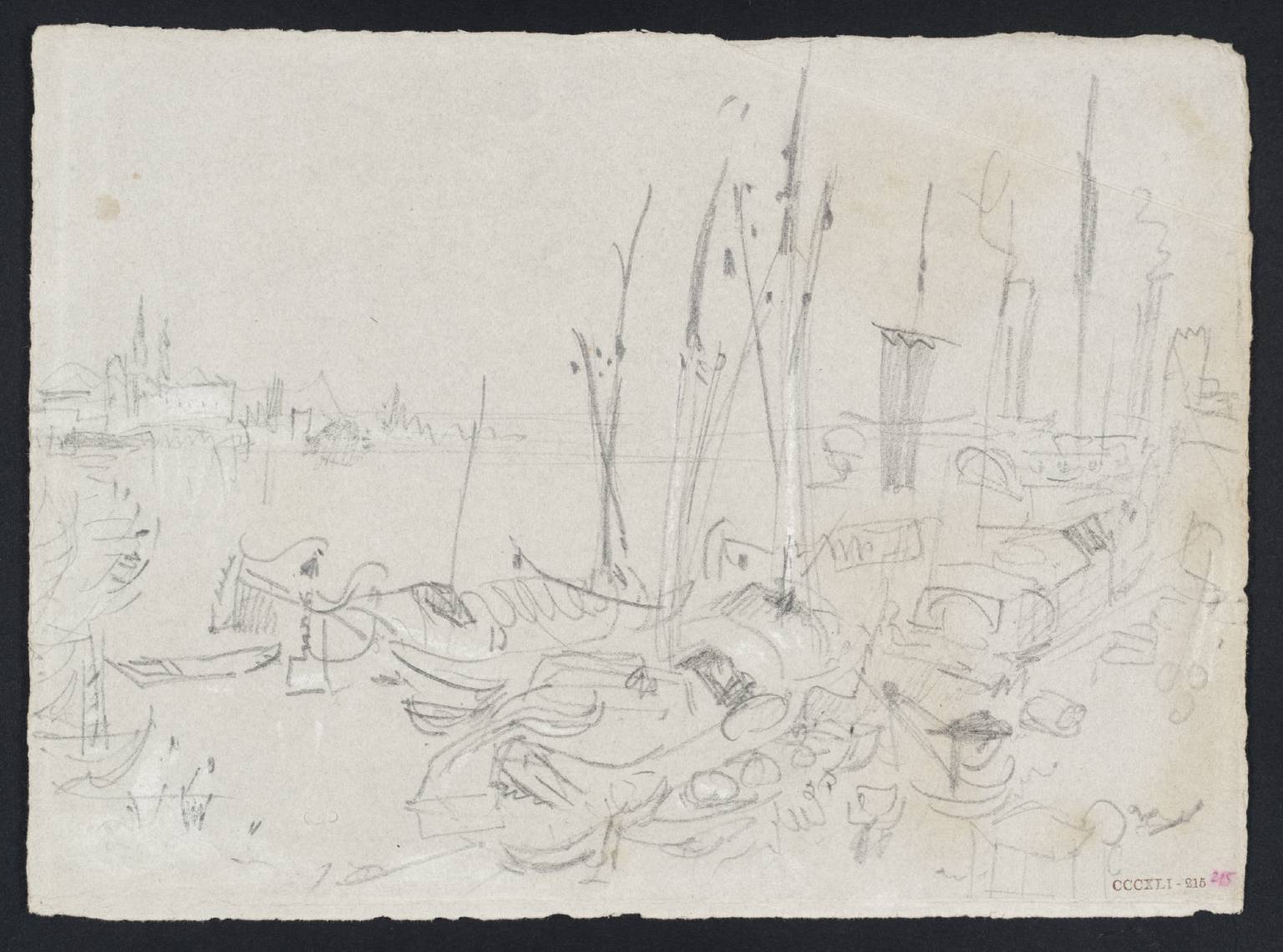 ?River Scene, with Boats, and Distant Town