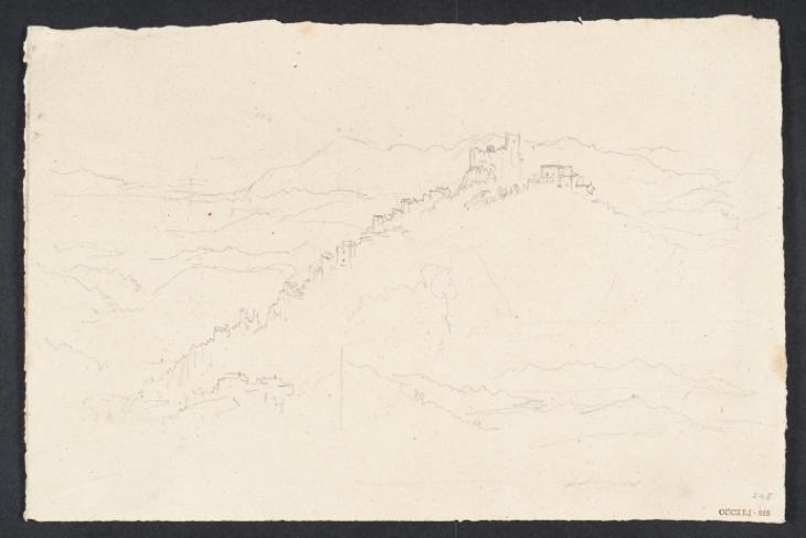 Joseph Mallord William Turner, ‘?Italian Buildings on a Hill, with Mountains Beyond’ c.1828-43