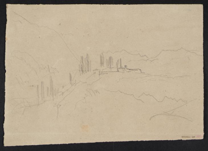 Joseph Mallord William Turner, ‘An ?Italian Valley, with Distant Buildings and Mountains’ c.1828-43
