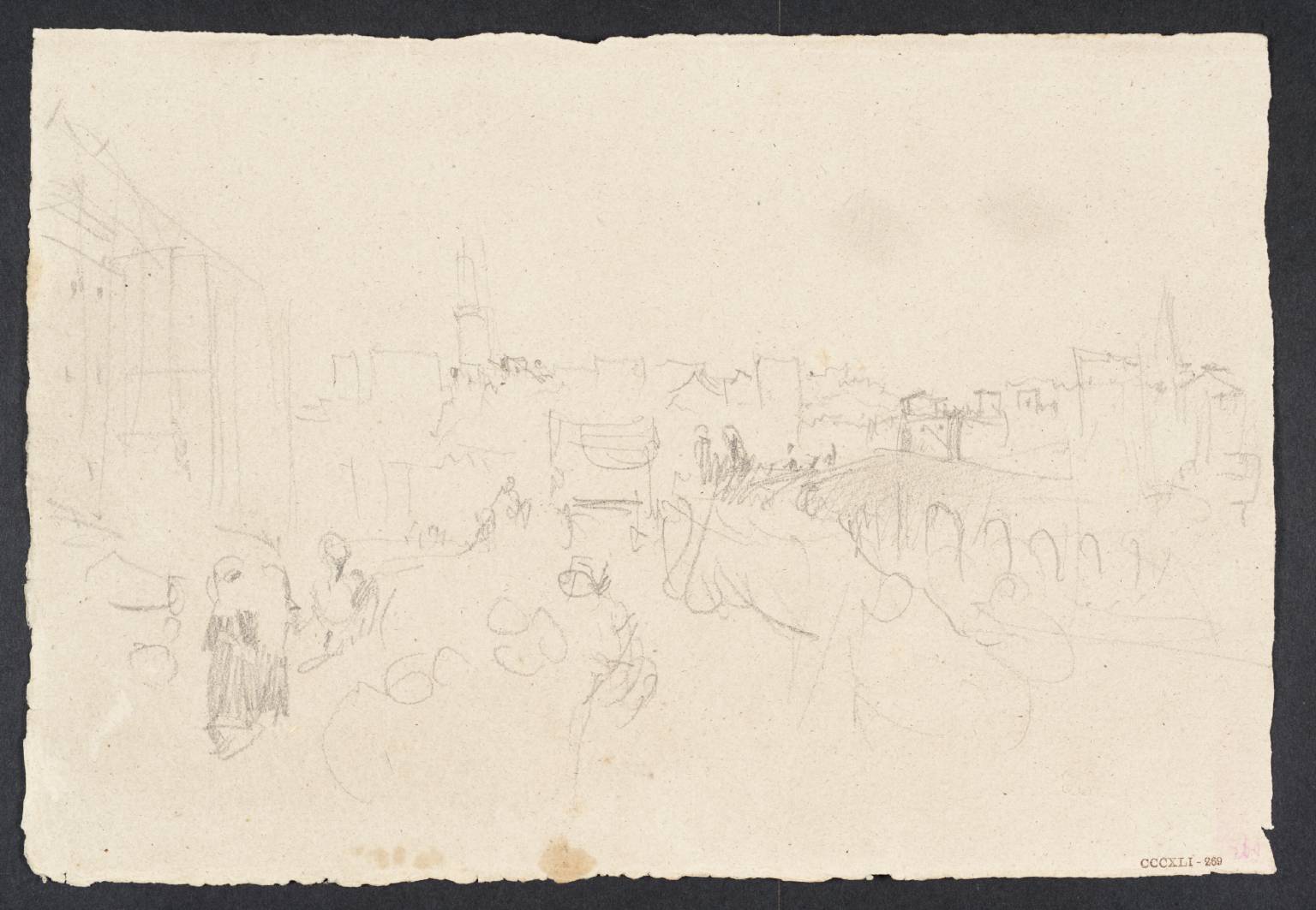 View of Town, with Bridge and Figures