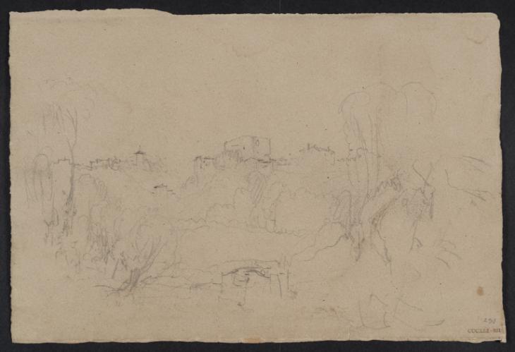 Joseph Mallord William Turner, ‘A Wooded ?Italian Landscape, with a Castle on a Hill in the Middle Distance’ c.1828-43