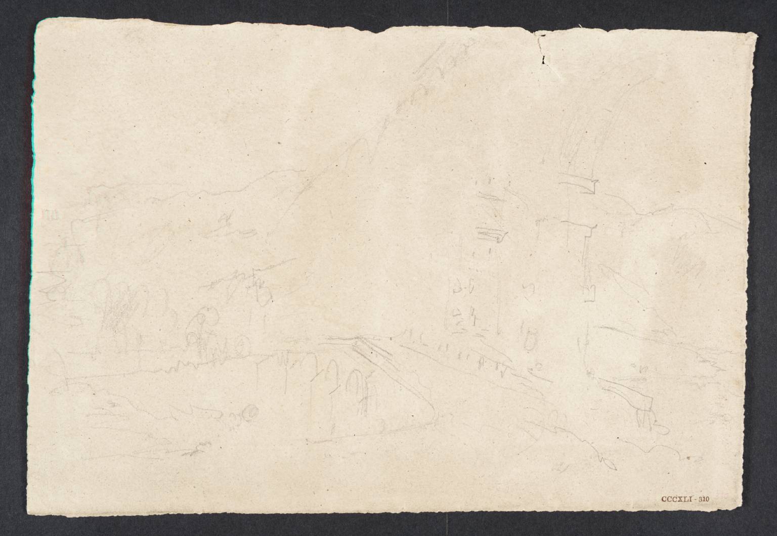 Landscape, with Bridge and Mountains