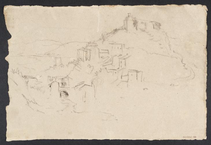 Joseph Mallord William Turner, ‘?Italian Buildings on a Hillside above a Bridge’ c.1828-43