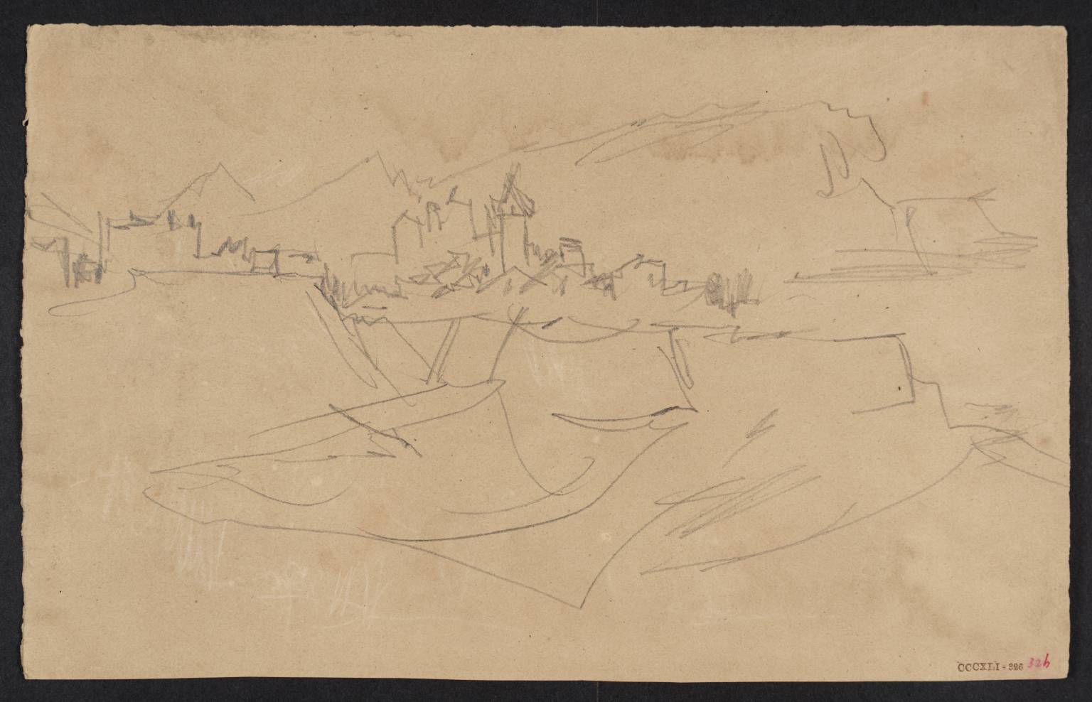 Landscape, with Town and Mountains