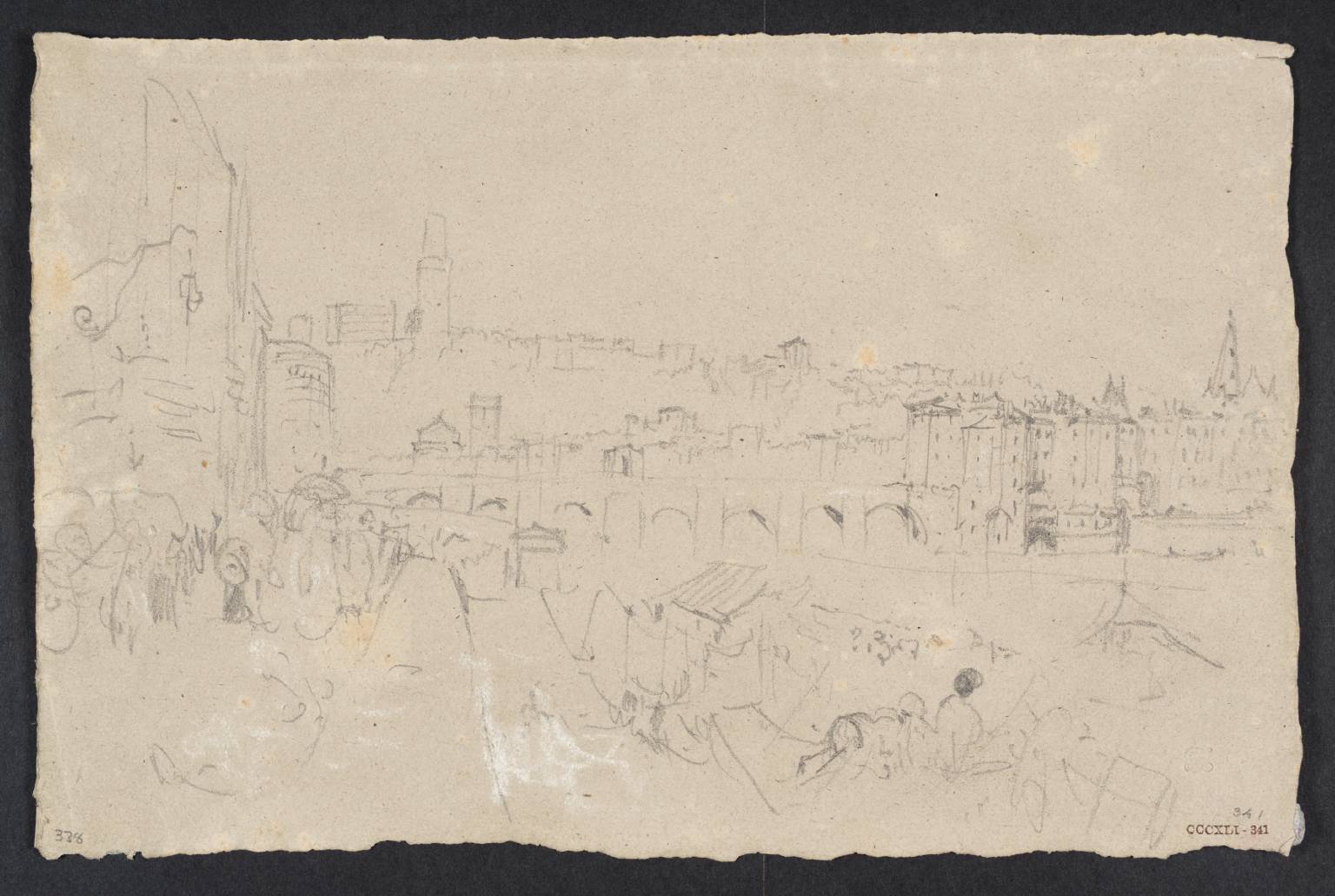 Town beside River, with Buildings on High River-Banks