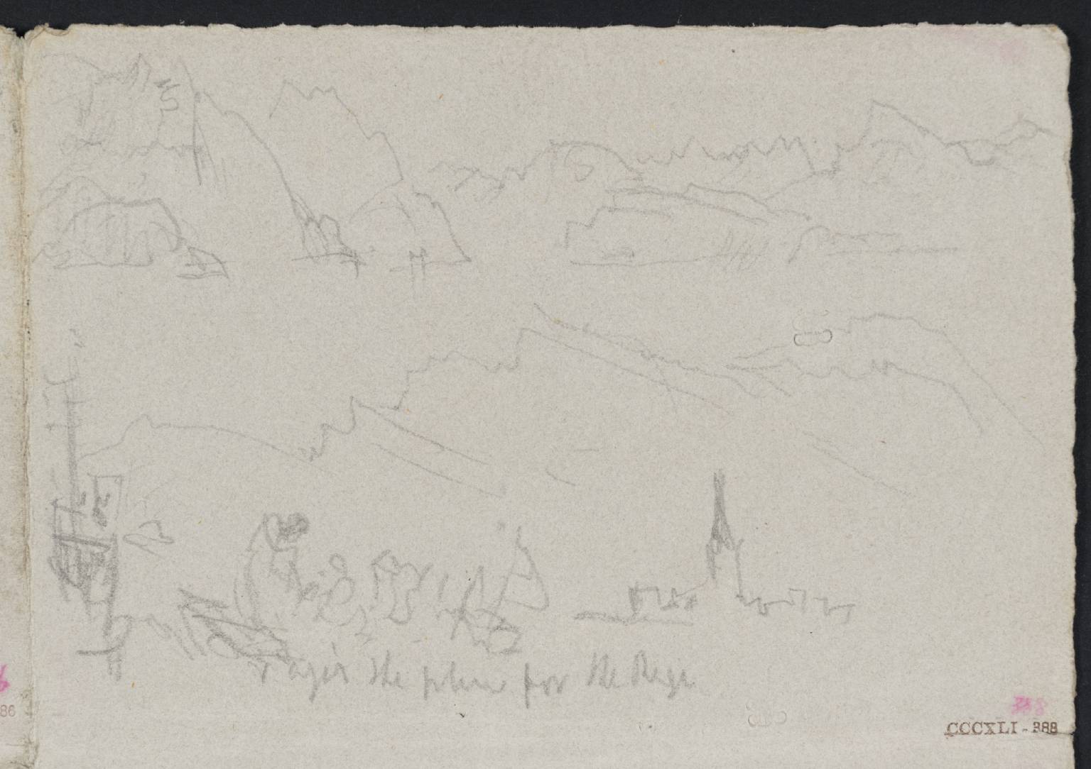 Mountains beside Lake. ?Vagis the Place for the Rigi [Turner]. (Wäggis, Lake of Lucerne)