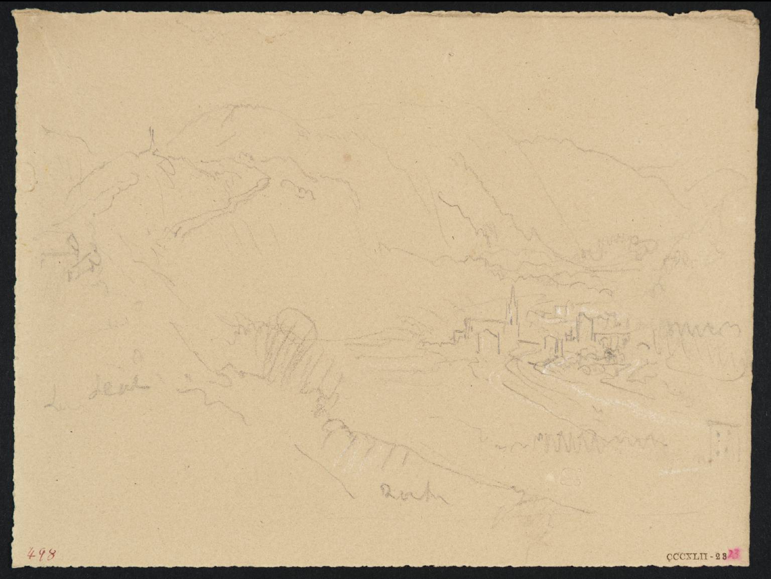 Road, with Town, in Mountain Pass