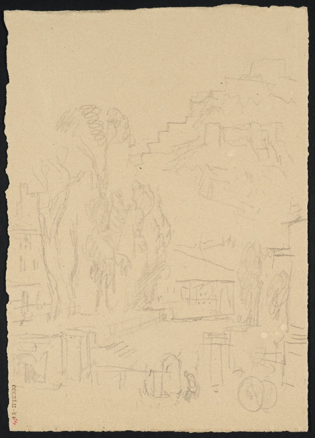 Buildings, Etc., at Foot of Rock, Crowned with Ruined Castle