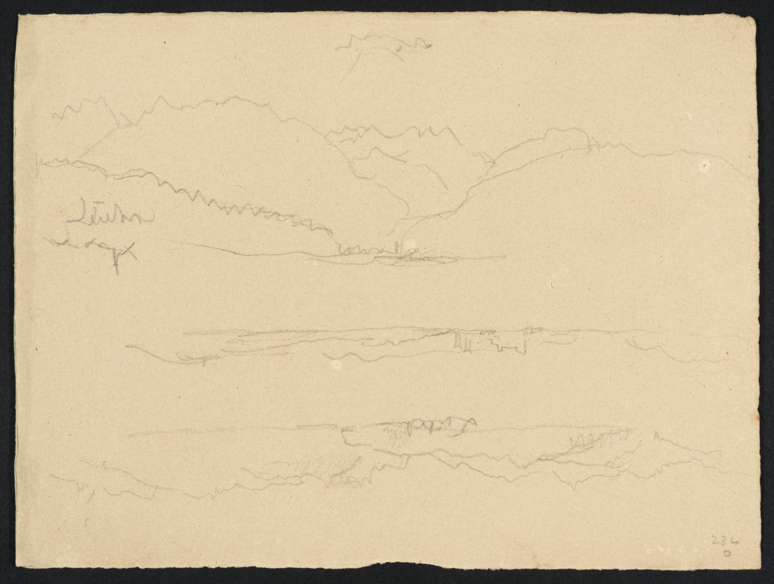 Mountains beside Lake. Lutchine [Turner] (Lütschine, Lake of Brienz)