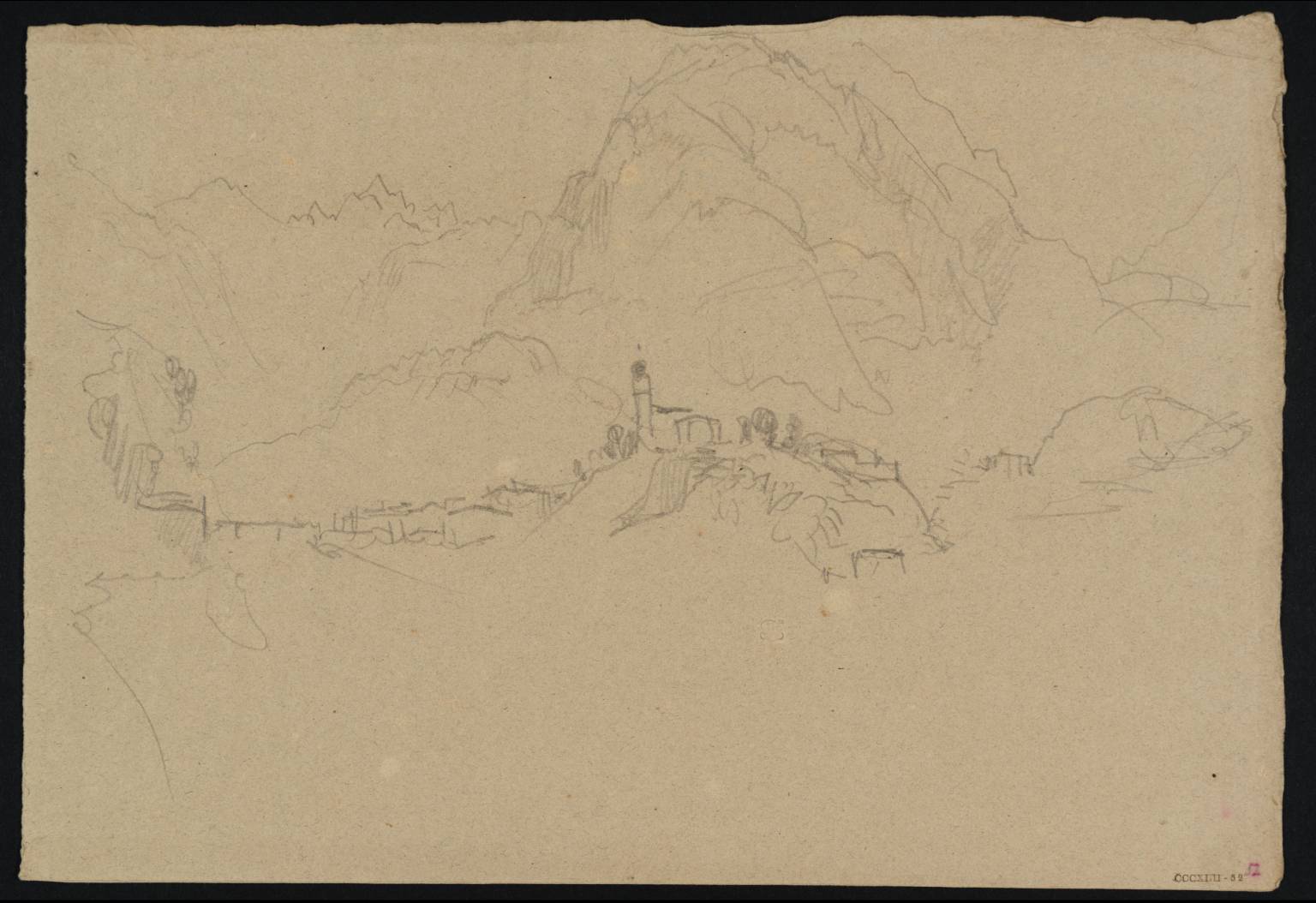 Town beside River, with Mountains Beyond