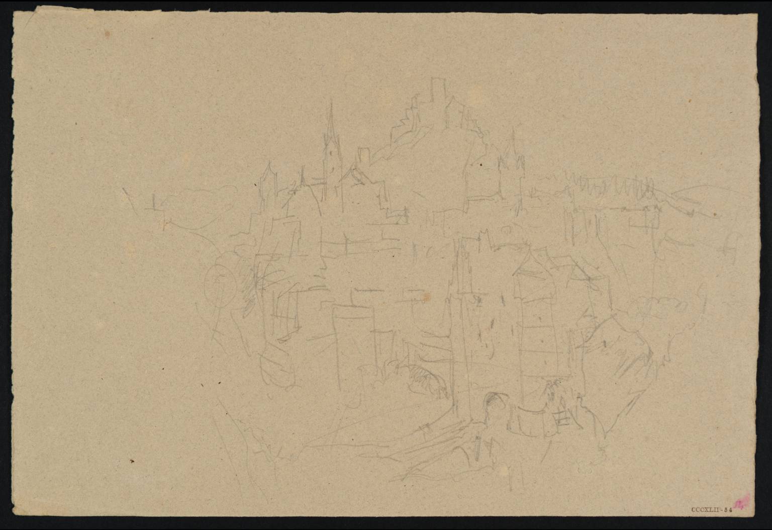 Town on Hill, with Castle on Rock Above