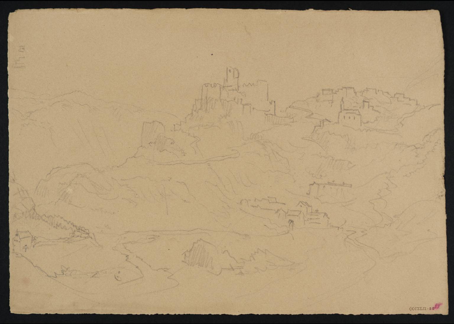 Town, with Castle among Mountains