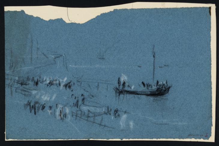 Joseph Mallord William Turner, ‘Margate: Figures and Boats on the Great Beach with the Pier, Lighthouse and Jarvis's Landing Place’ c.1829-40