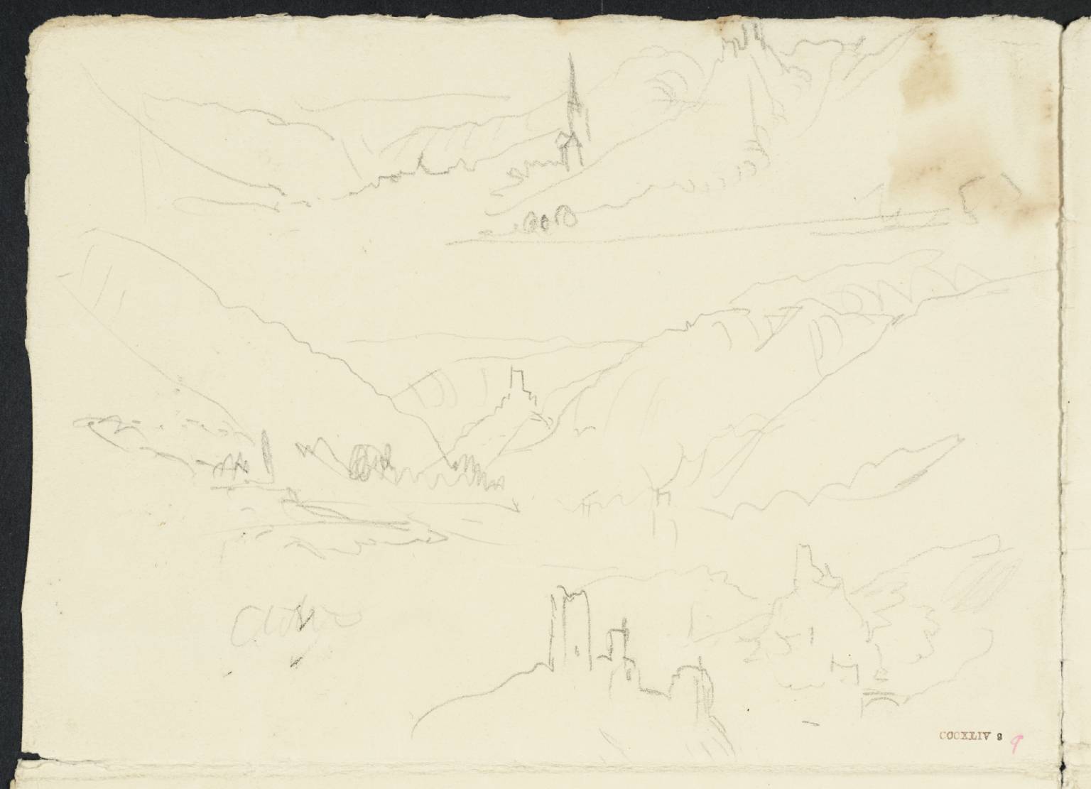 Castle and Mountains beside the Rhine