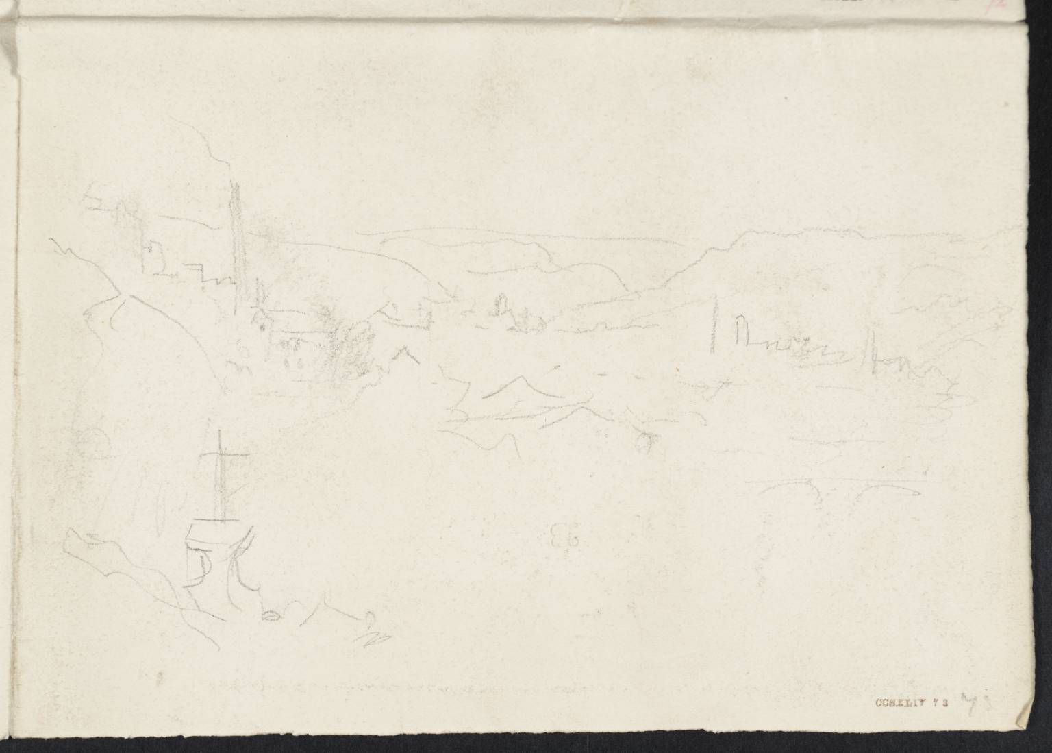 Valley, with Houses and Distant Mountains