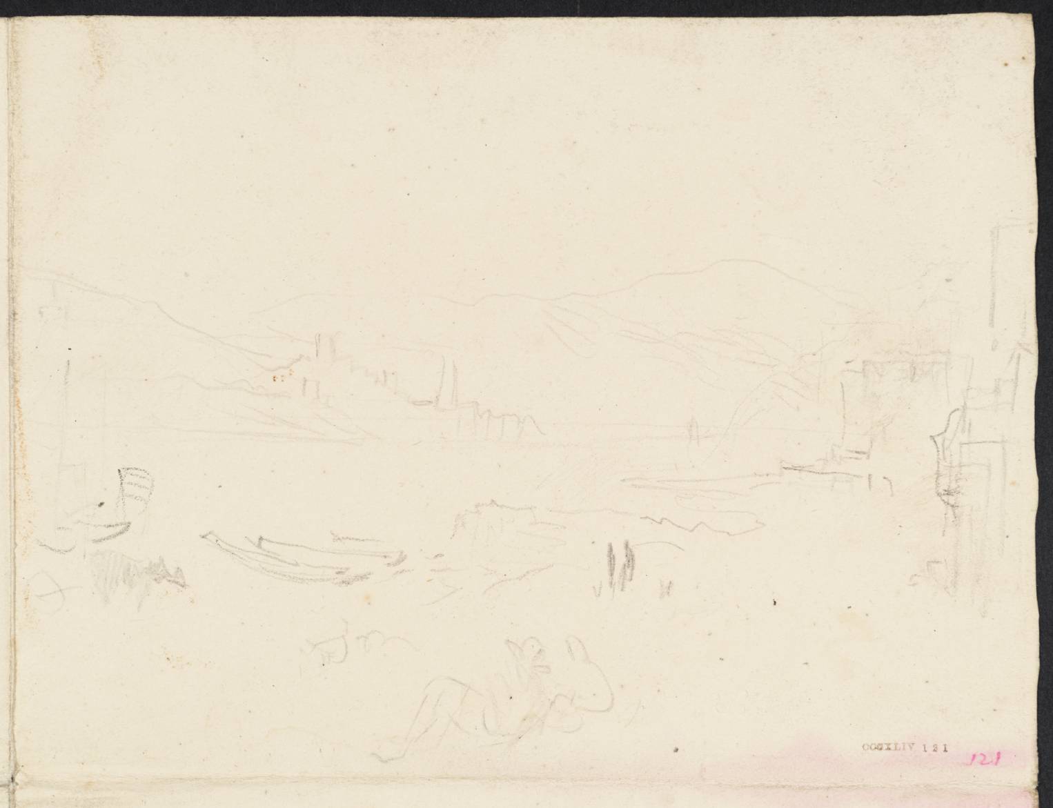 River, with Buildings and Mountains