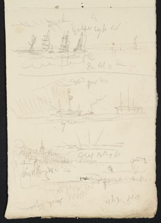 Joseph Mallord William Turner, ‘Sail Boats and Coastal Terrain’ c.1830-41