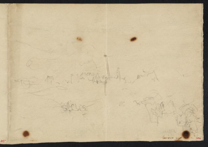 Joseph Mallord William Turner, ‘?A Northern Italian or Swiss Waterside Town, with Mountains’ c.1828-44