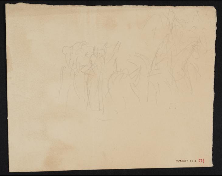 Joseph Mallord William Turner, ‘Figures Gesturing to Passing Horses and Riders’ c.1820-40