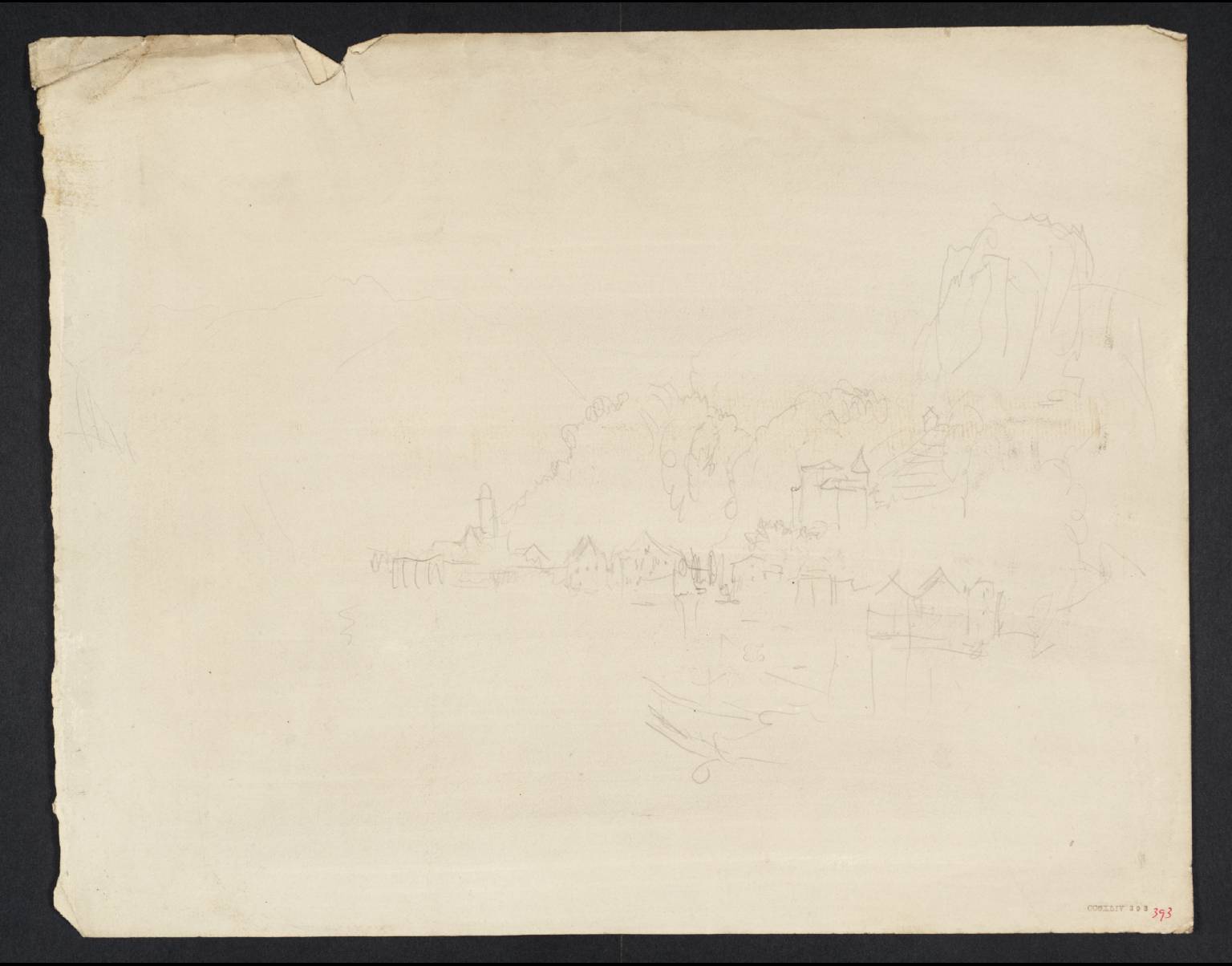 Town and Mountains beside ?Lake