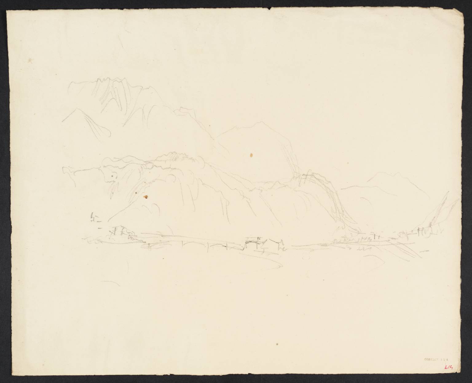 River, with Bridge: Mountains Beyond