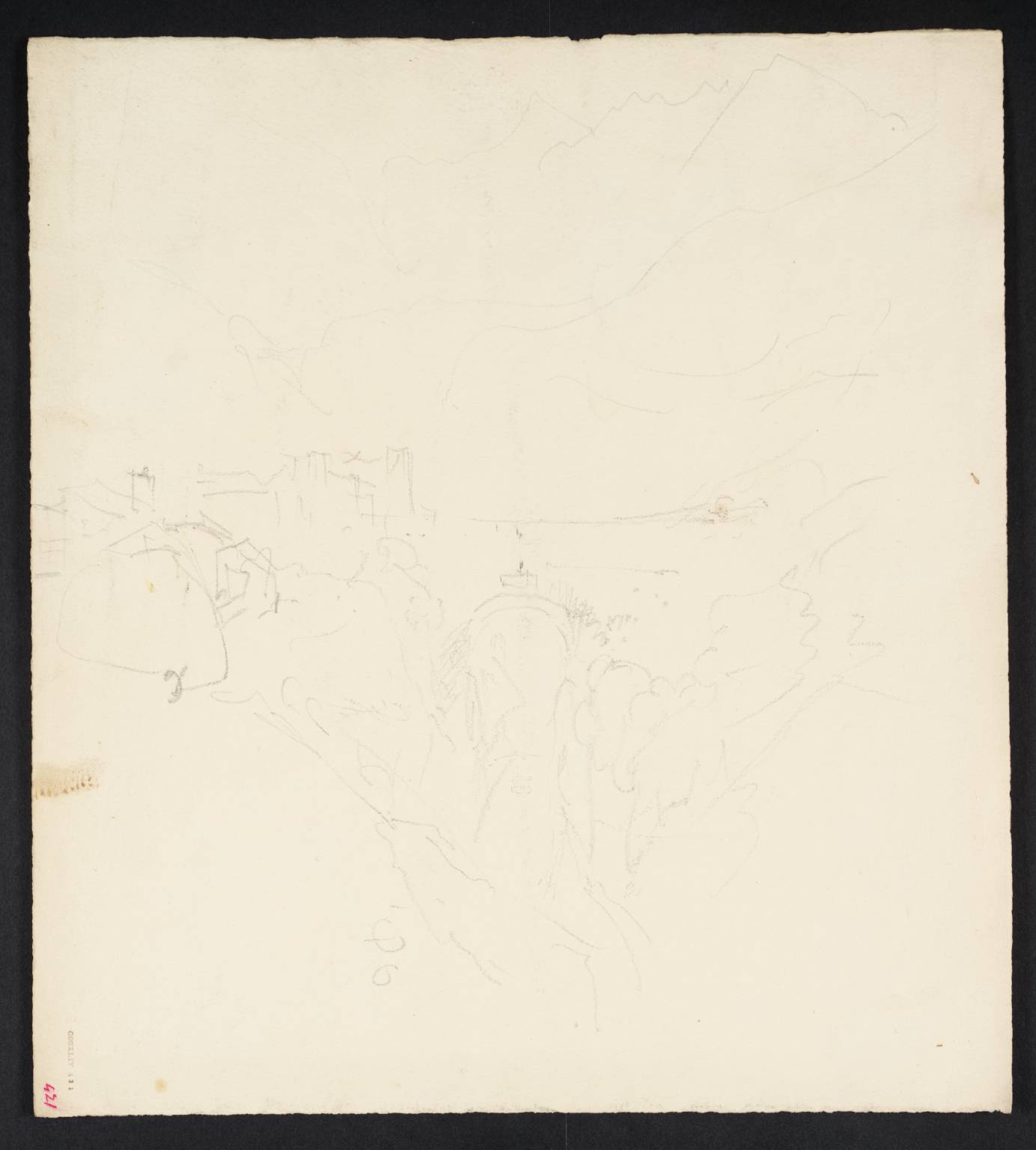 Town among Mountains, with Bridge over Ravine