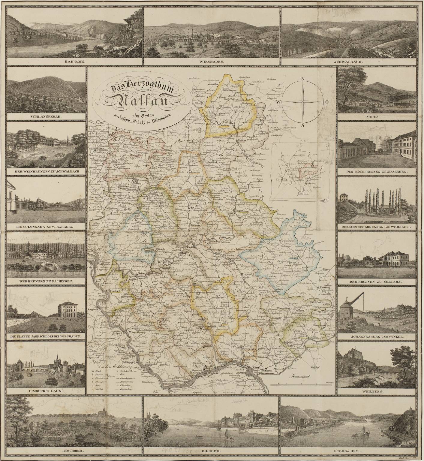 Turner’s Map of the Duchy of Nassau: Das Herzogthum Nassau, engraved by Friedrich Wimmer