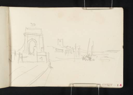 Joseph Mallord William Turner, ‘The Norfolk Suspension Bridge, Shoreham, with the Church of St Mary de Haura in the Distance’ 1845