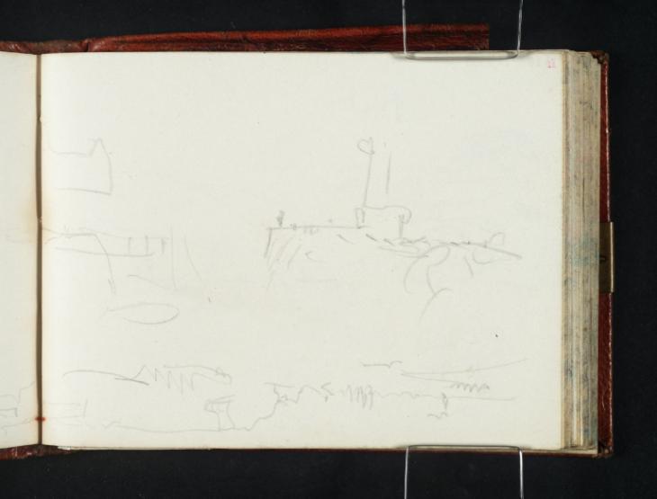 Joseph Mallord William Turner, ‘A Harbour and Lighthouse, with Channel Cliffs Beyond; a Coastal View, Possibly near St Leonards-on-Sea’ 1845