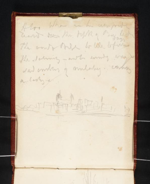 Joseph Mallord William Turner, ‘Inscription by Turner: ?Poetry for 'Caligula's Palace and Bridge'; ?Shipping off Deal or Margate’ c.1830