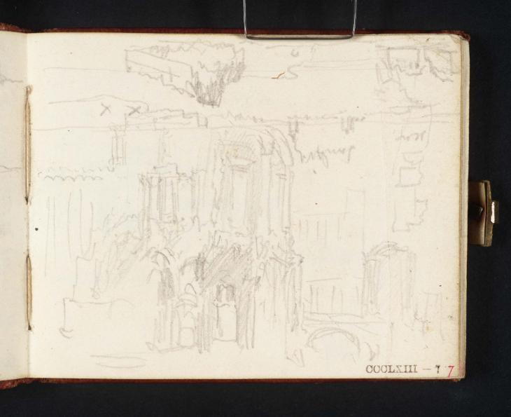 Joseph Mallord William Turner, ‘Study for 'Caligula's Palace and Bridge'; Sandwich; Ruins at Richborough’ c.1830