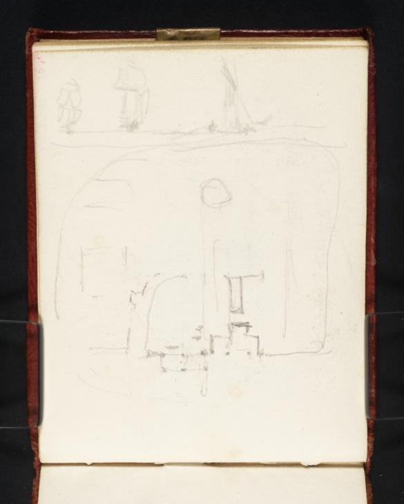 Joseph Mallord William Turner, ‘Shipping at Sea; a Ground Plan of a Building and its Surroundings’ c.1830