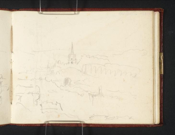 Joseph Mallord William Turner, ‘A Town in a Valley with a Church Spire Above, Probably in Kent’ c.1830
