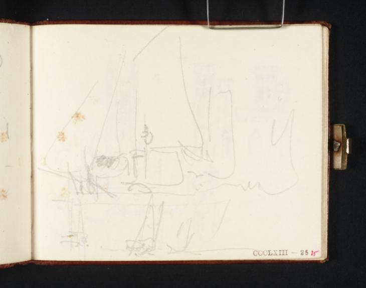 Joseph Mallord William Turner, ‘Sailing Boats ?off a Church Tower, Probably in Kent’ c.1830