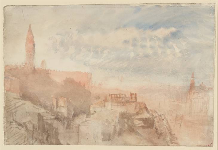Joseph Mallord William Turner, ‘The Rooftops of Venice, with the Campanile of San Marco (St Mark's), Palazzo Ducale (Doge's Palace) and San Giorgio Maggiore, from the Hotel Europa (Palazzo Giustinian)’ 1840